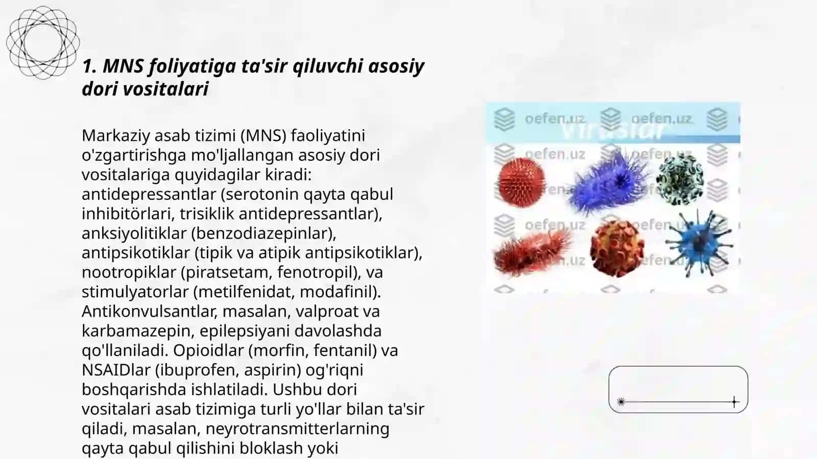 MNS foliyatini qo'zg'atuvchi maddalar farmakologiyasi 3