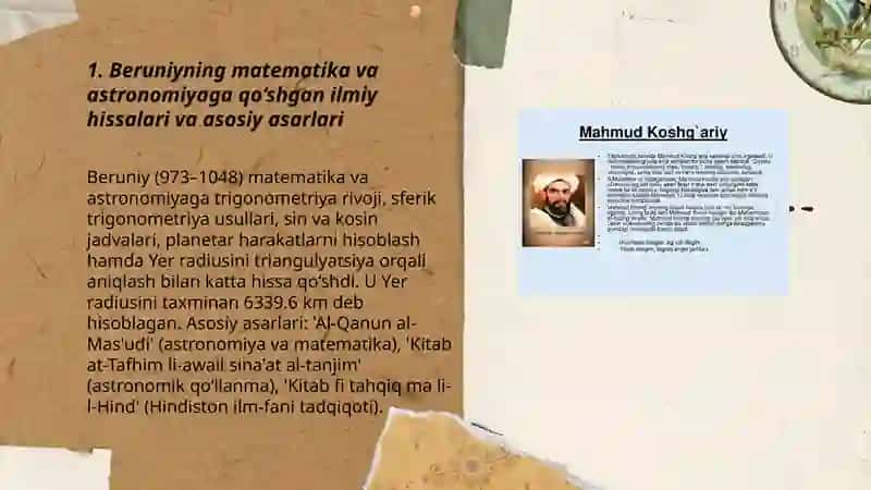 Beruniyning matematika va astronomiyaga qo‘shgan ilmiy hissalari va asosiy asarlari 3