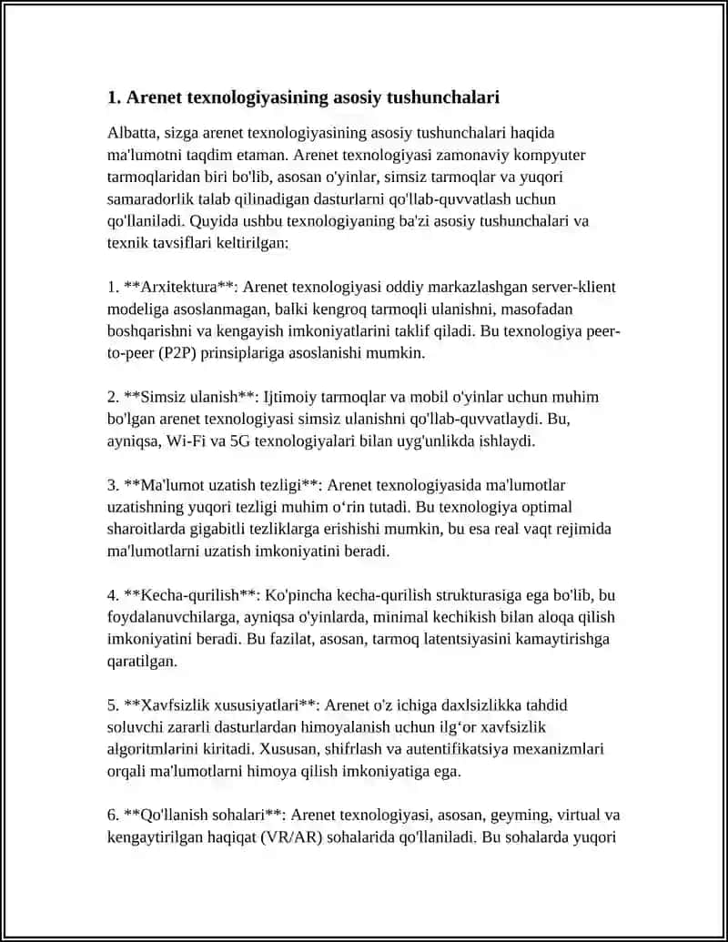 ARENET TEXNALOGIYASI 3