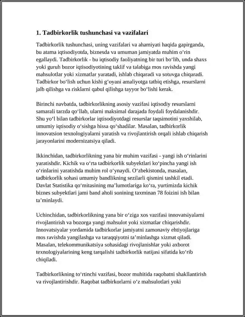 TADBIRKORLIK FAOLIYATI VA TADBIRKORLIK KAPITALI 3
