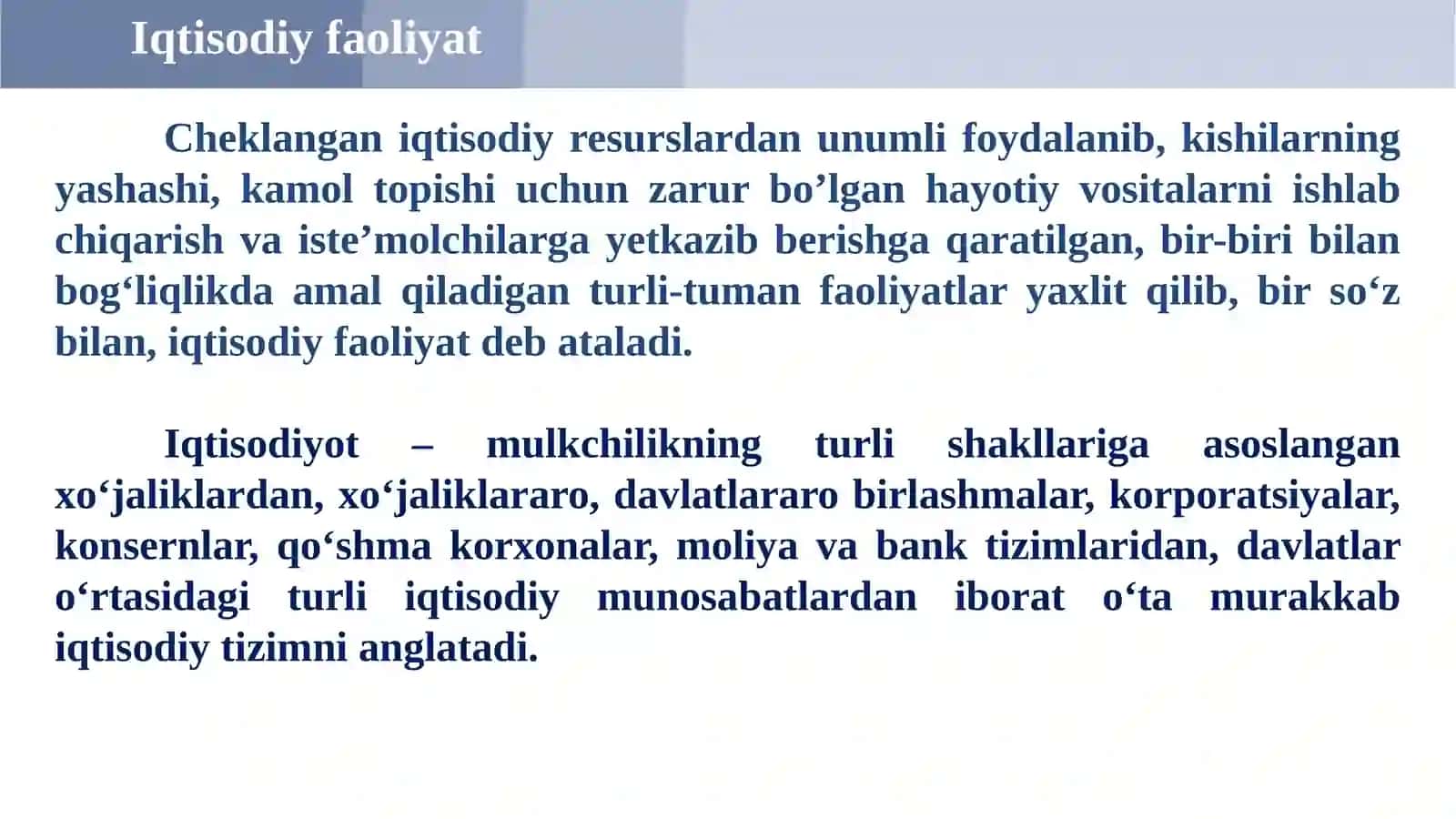 IQTISODIYOTGA KIRISH: IQTISODIYOT NAZARIYASI FANINING PREDMETI VA BILISH USULLARI 3