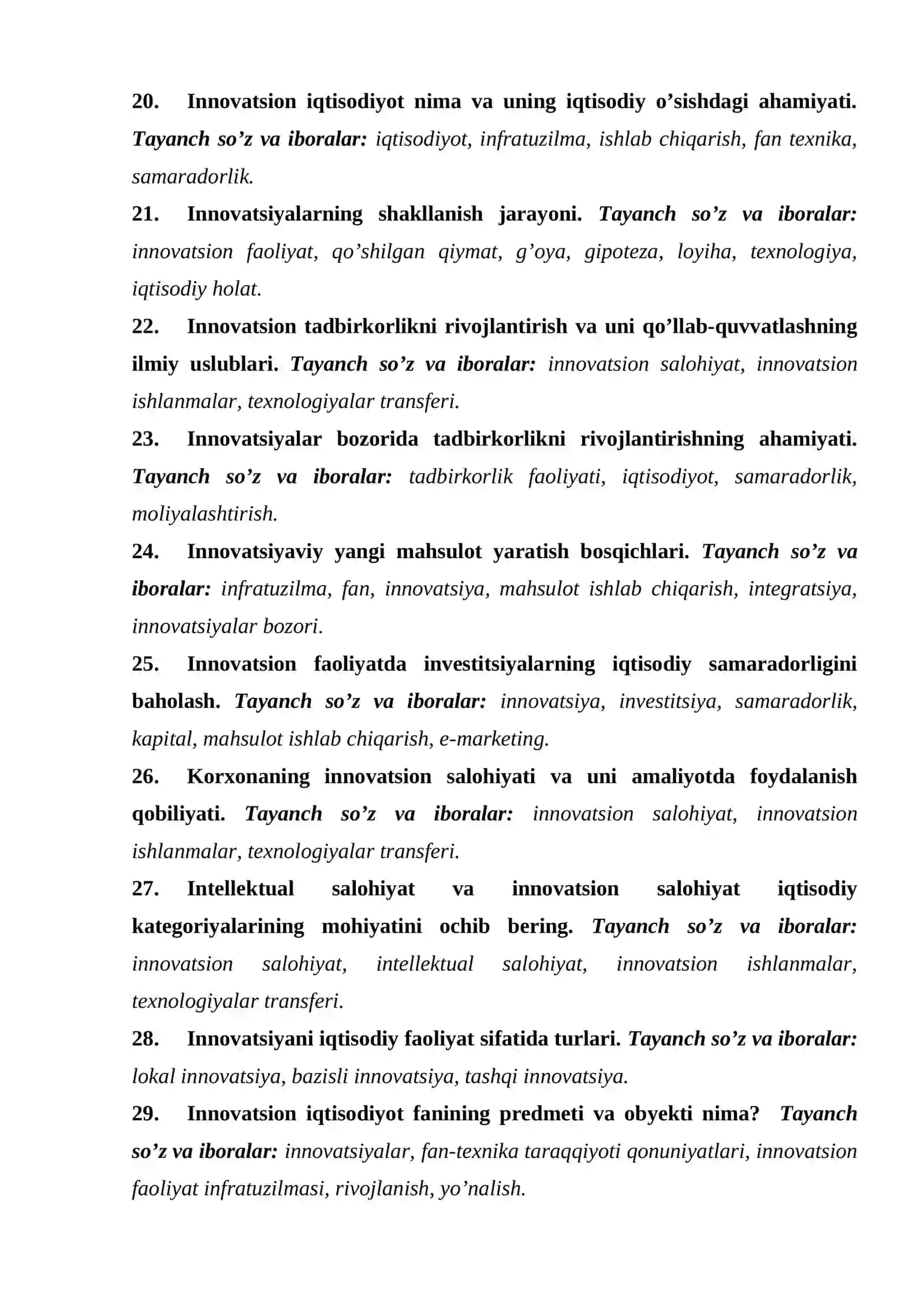 Innovatsion iqtisodiyot fanidan savollar 3