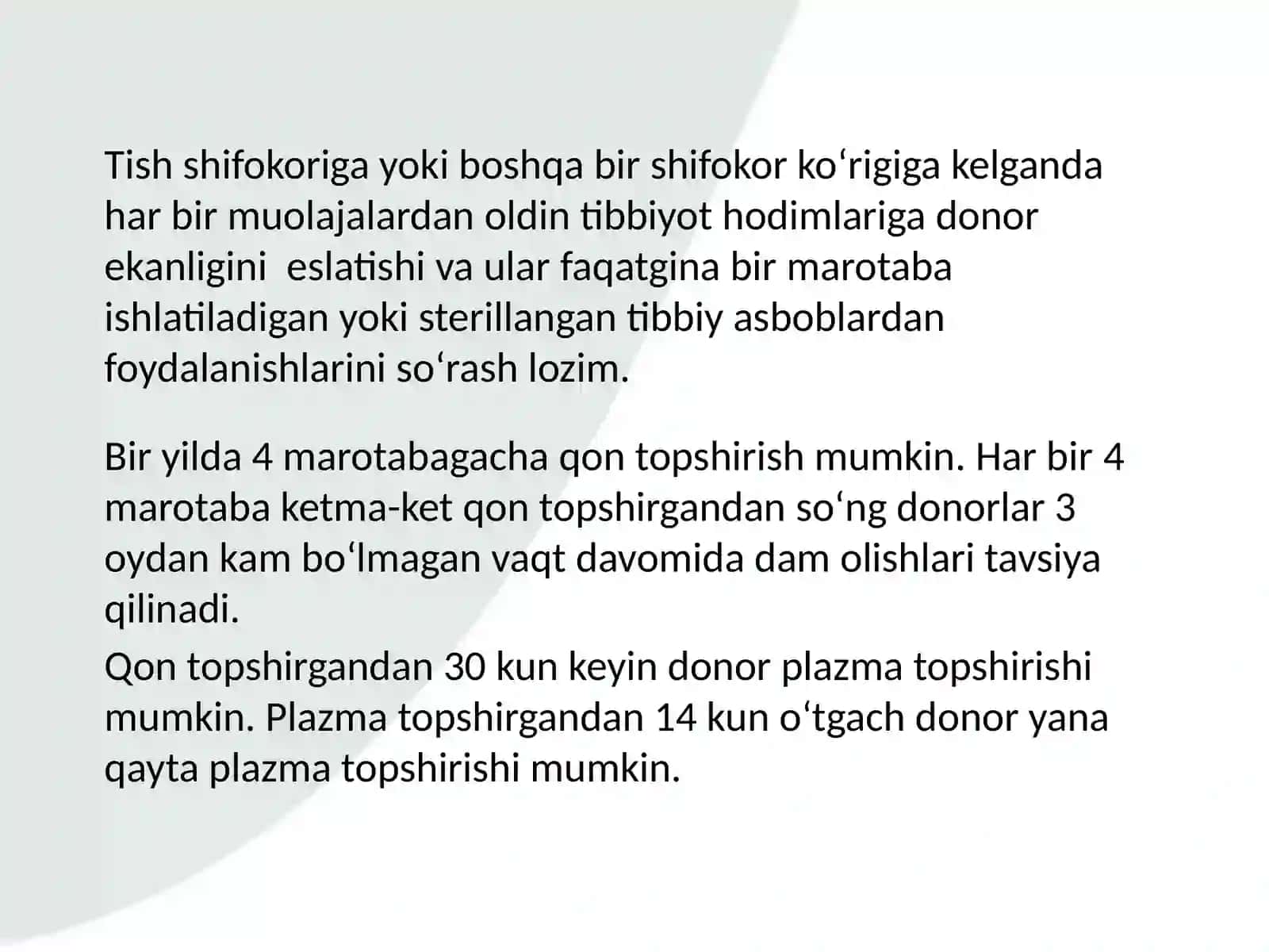 Transfuziologiya. DONORLIK VA SALOMATLIK. 3