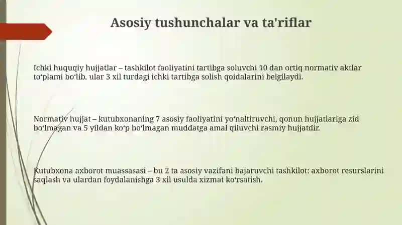 Kutubxona axborot muassasalarining ichki huquqiy hujjatlar tizimi 3