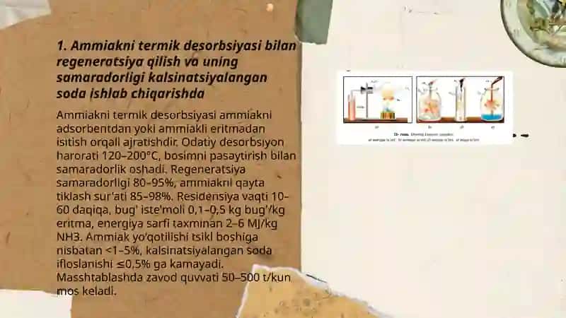 Kalsinatsiyalangan soda olishda ammiakni regeneratsiya qilish usullari va ularning samaradorligi 3