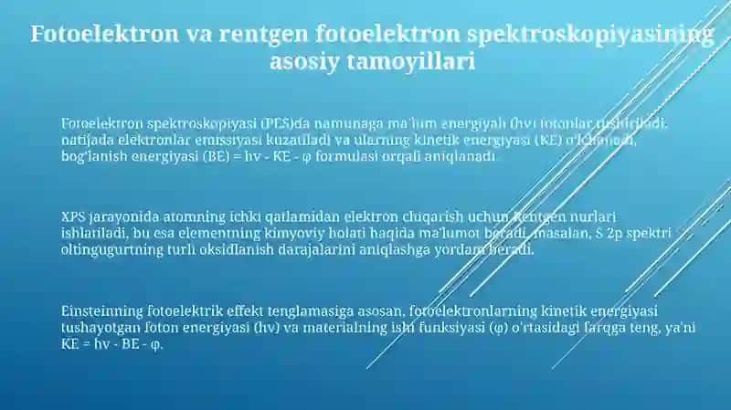 Fotoelektron va Rentgen Fotoelektron Spektroskopiyasining Asoslari 3