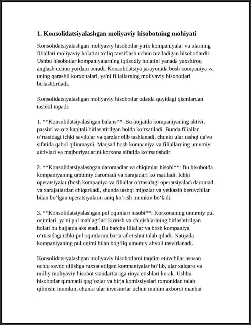 BANKLARDA KONSOLIDASIYALASHGAN HISOBOT 3