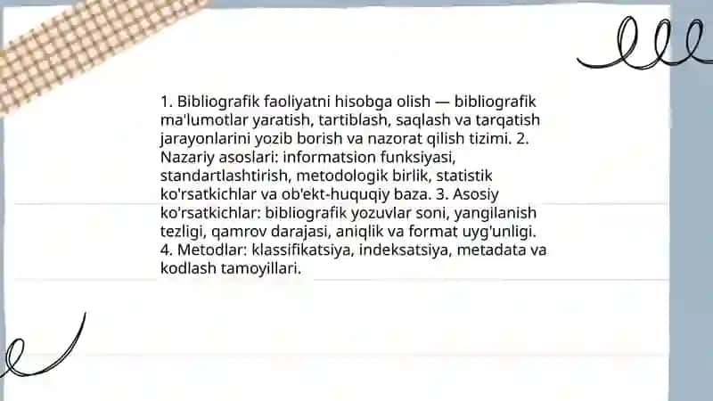 Biblogirafik faoliyat biblogirafik faoliyatni hisobga olish va hisobot 3