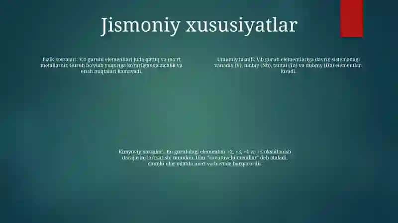 VII B Guruh Elementlarining Umumiy Tasnifi 3