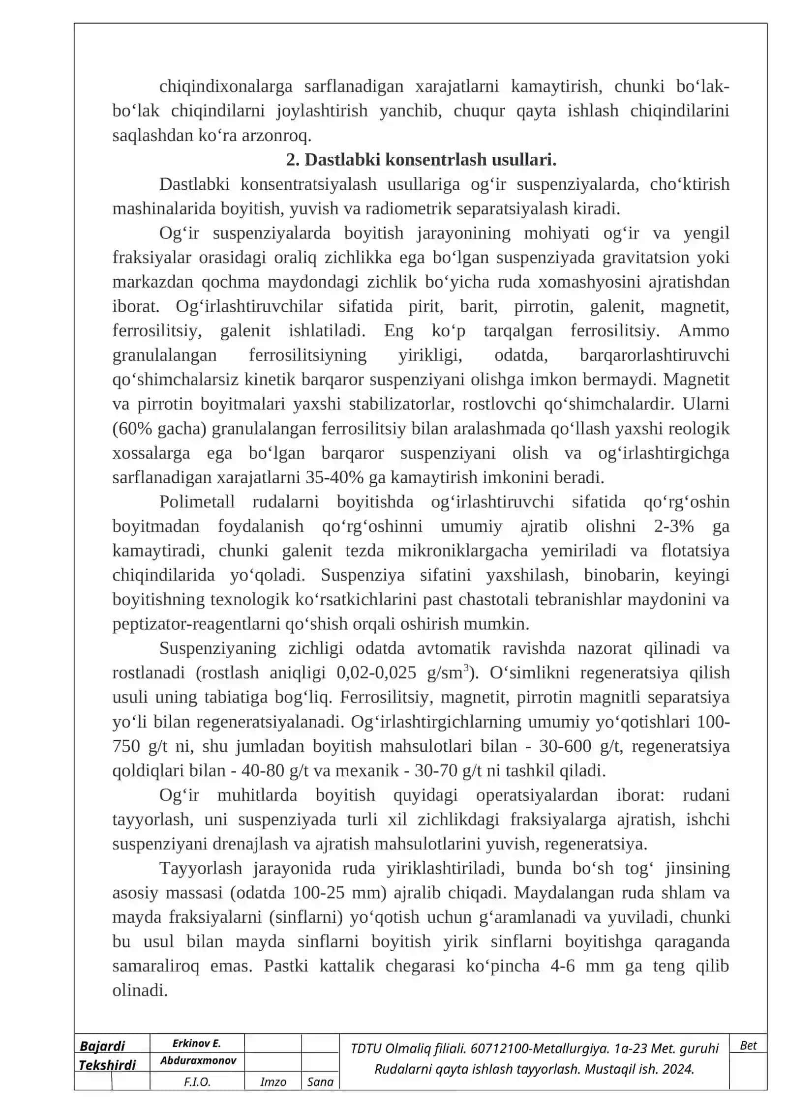 Rangli metallar rudalarini dastlabki boyitish 3