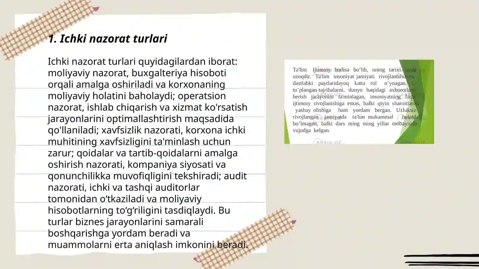 Ichki nazorat turlari 3