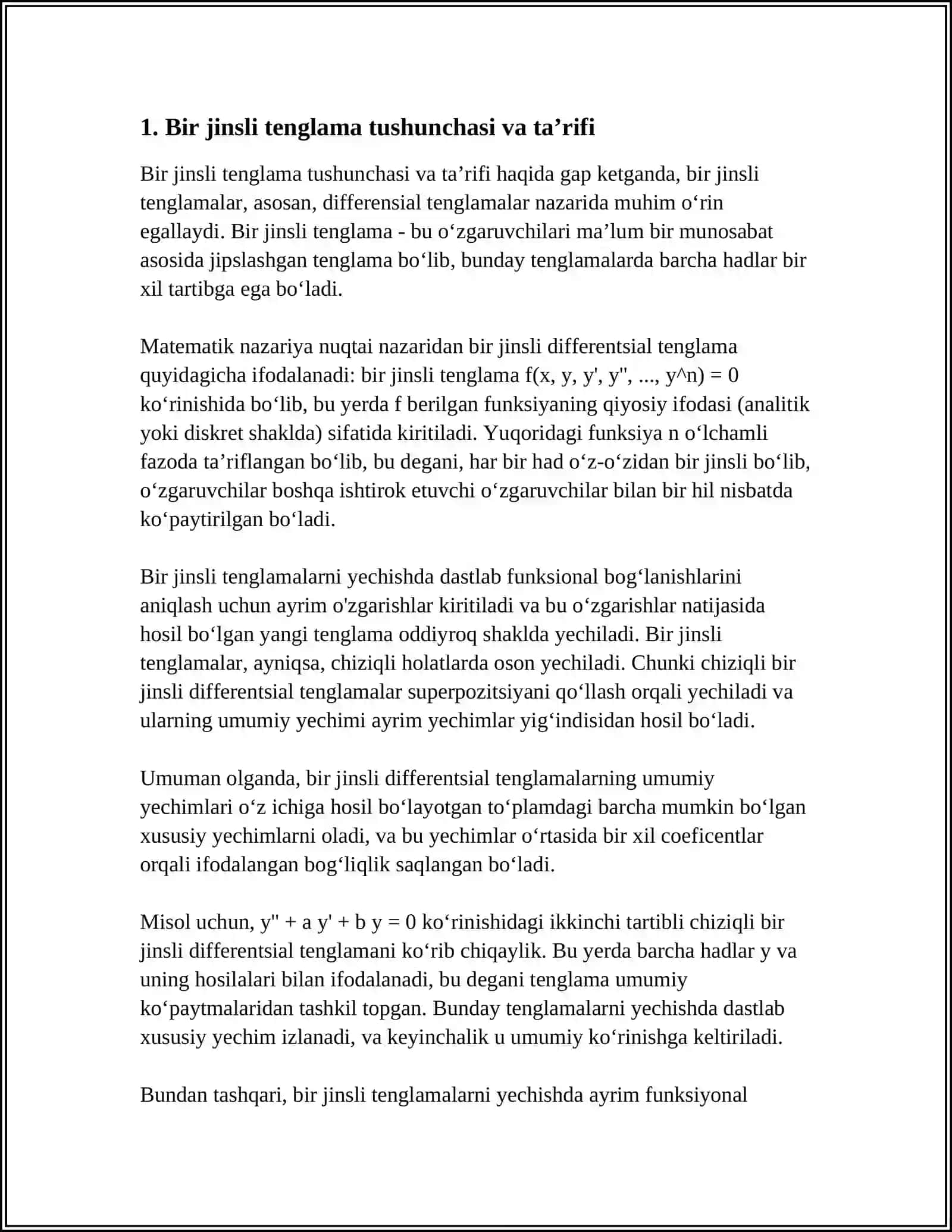 BIR JINSLI TENGLAMANI YECHISH USULI.BIR JINSLIGA KELTIRILADIGAN TENGLAMALAR 3