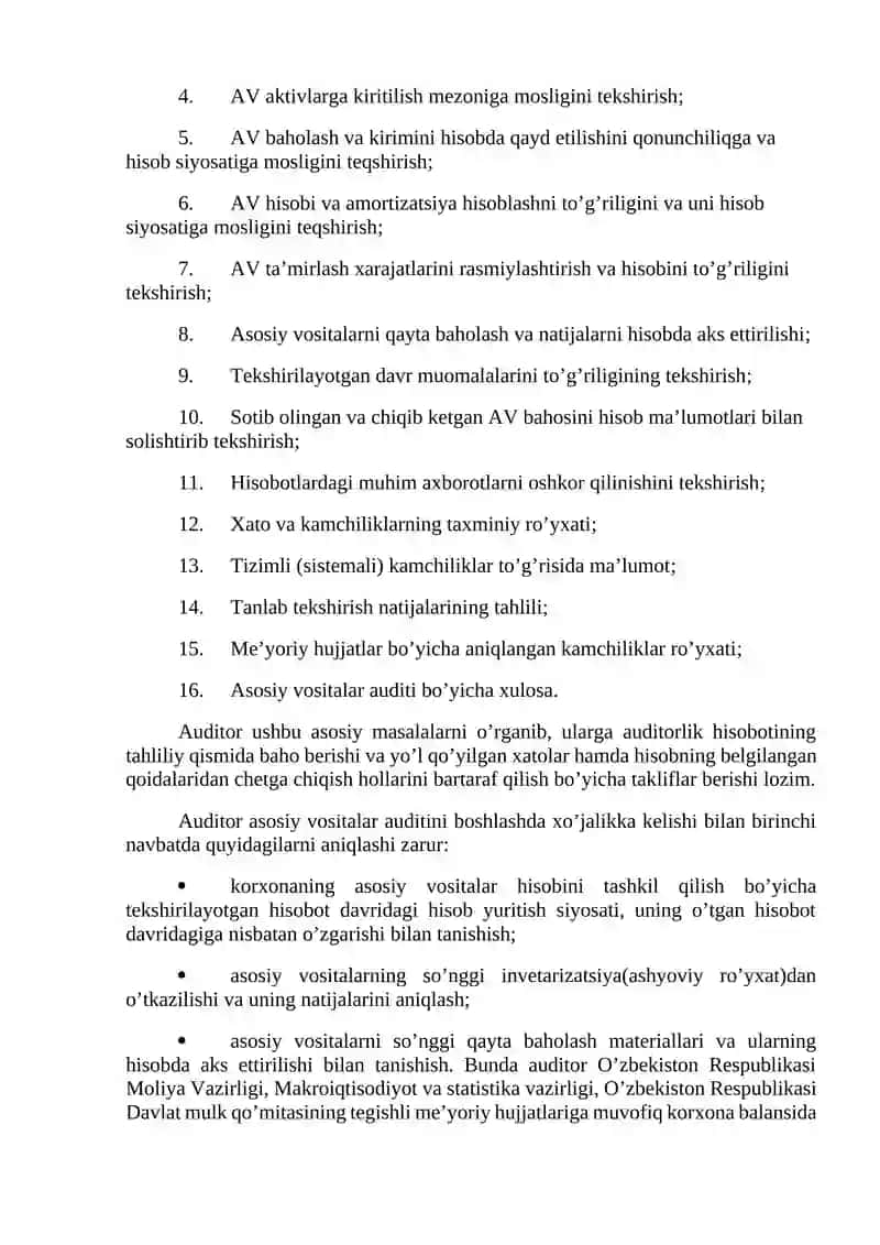 Asosiy vositalar harakati auditini tashkil etish 3