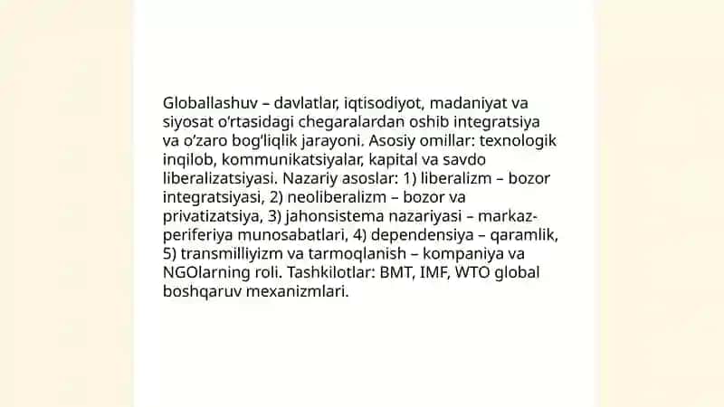 Globallashuv, Globalistika va Barqaror Taraqqiyot Jarayonlarining Mohiyati 3