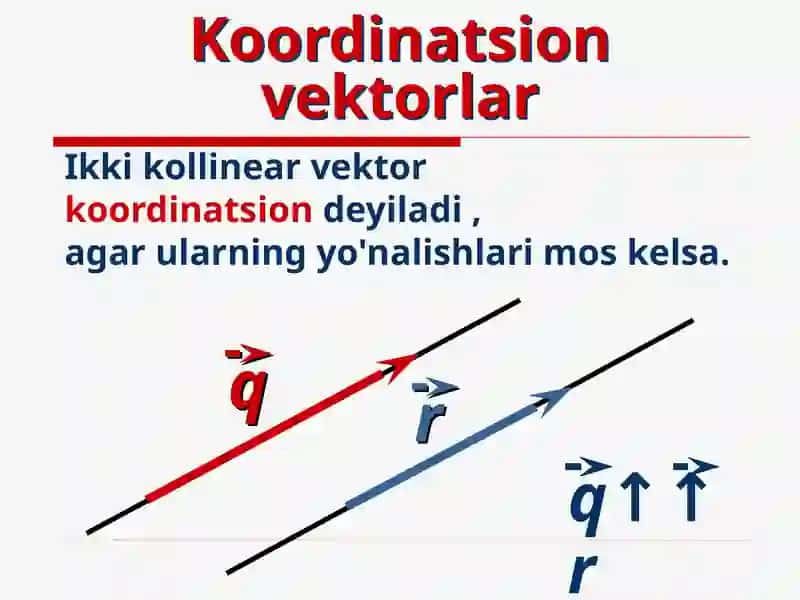 VEKTOR UZUNLIGI. VEKTORNI SONGA KOPAYTIRISH.VEKTORNI YONALTIRUVCHI KOSINUSLARI. 3