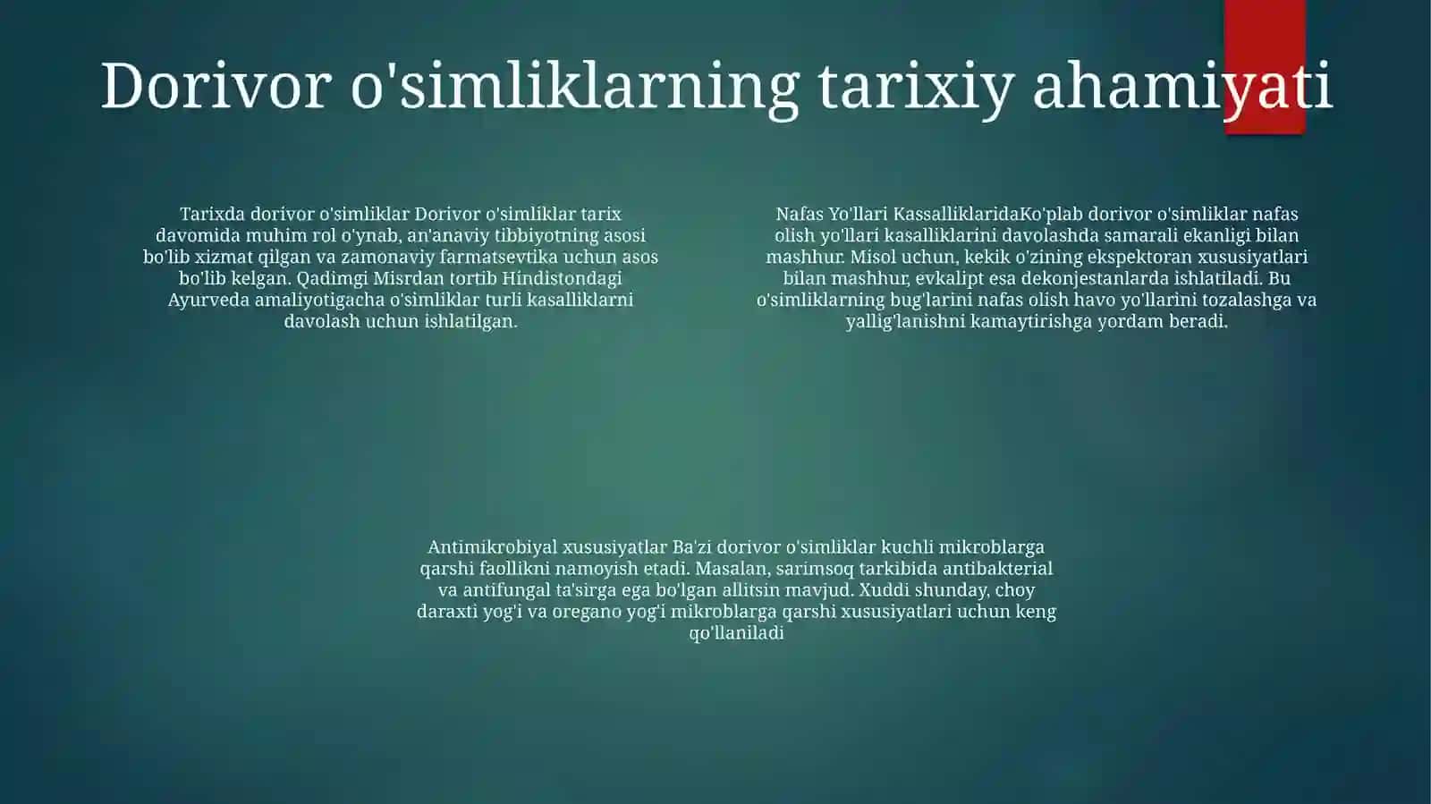 Nafas Yo'Llari Kassalliklarida Va Mikroblarga Qarshi Qo'Llaniladigan Dorivor O'Simliklar 3