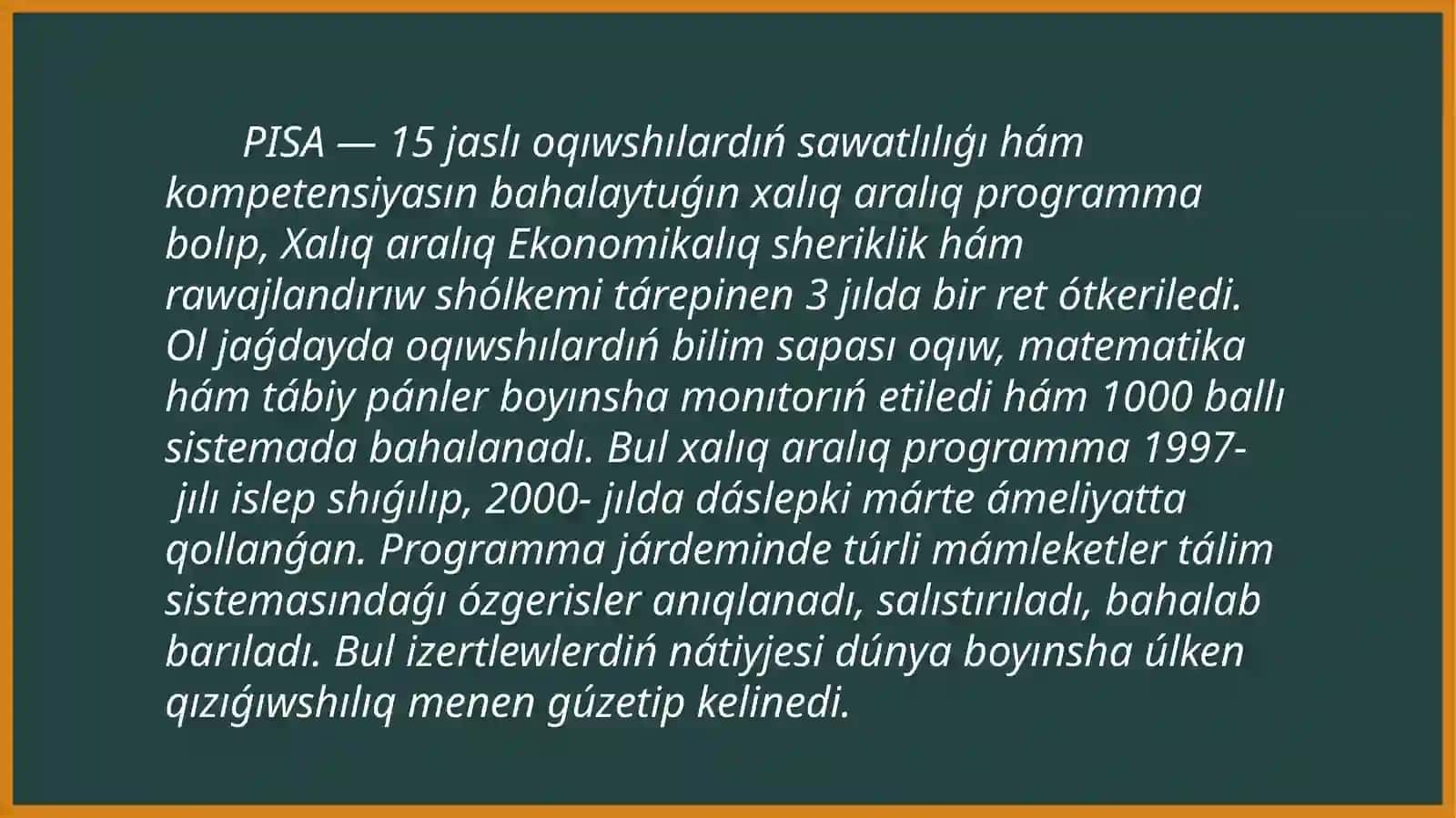PISA Xalqaraliq bahalaw sisteması 3