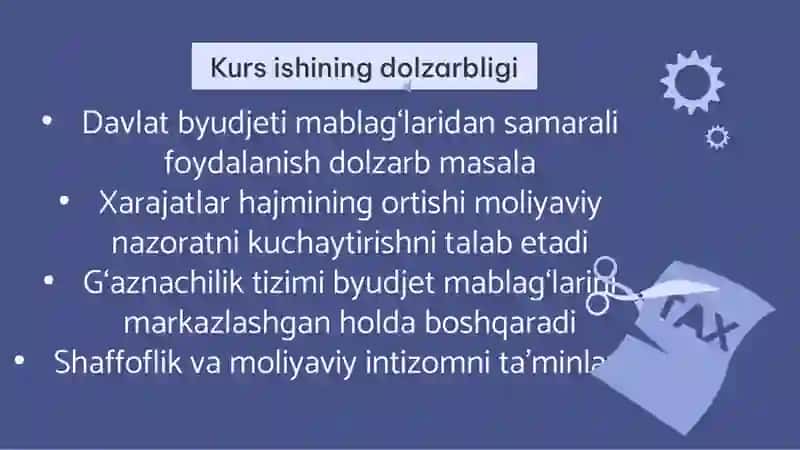 O‘zbekiston Respublikasi G‘aznachiligi va uning davlat budjeti mablag`larini boshqarishdagi ahamiyati 3
