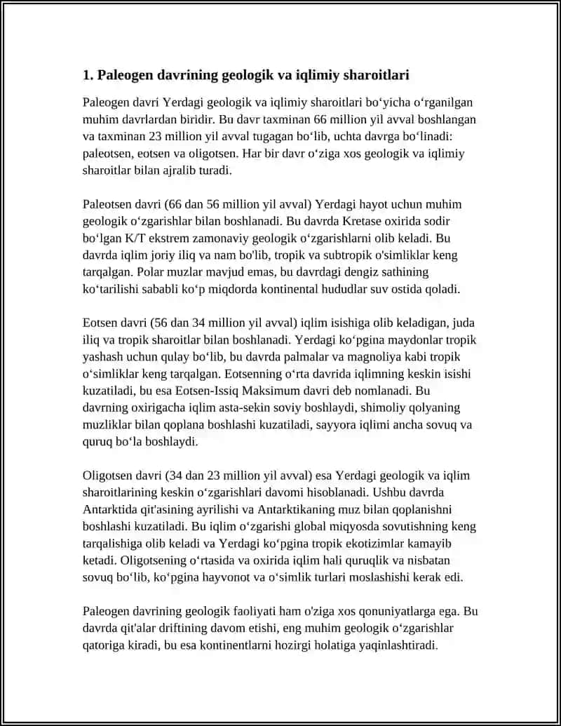 PALEOGEN VA FAUNISTIK OLAMI HAYVONLARI VA ULARNING OʻZIGA XOS XUSUSIYATLARI 3