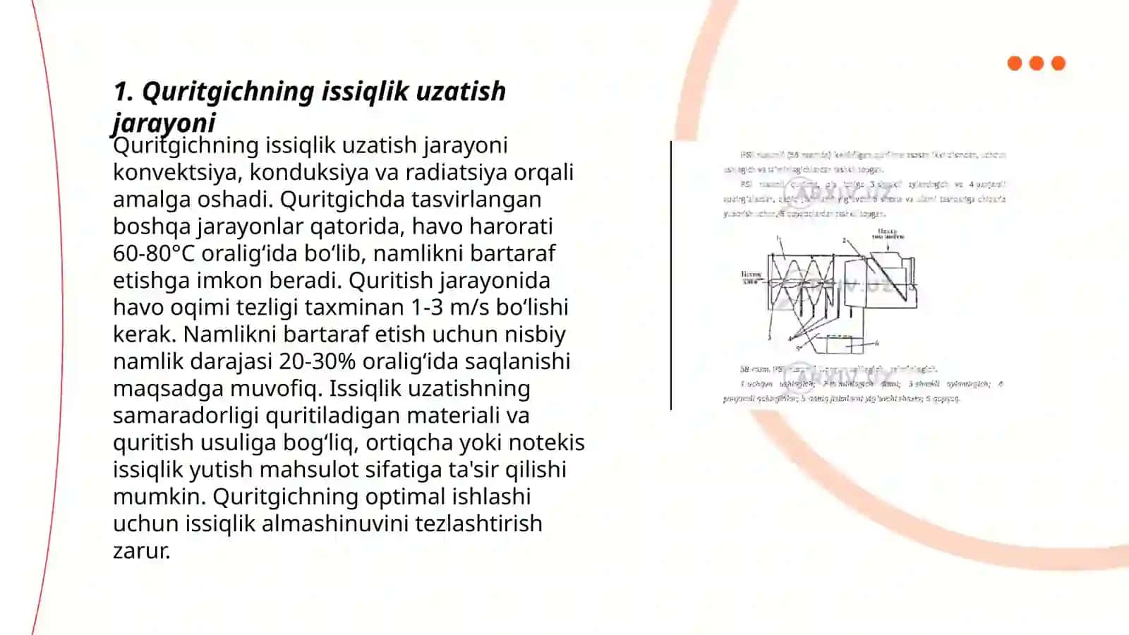 Quritgichning issiqlik hisobi va material tenglamasini tuzish 3