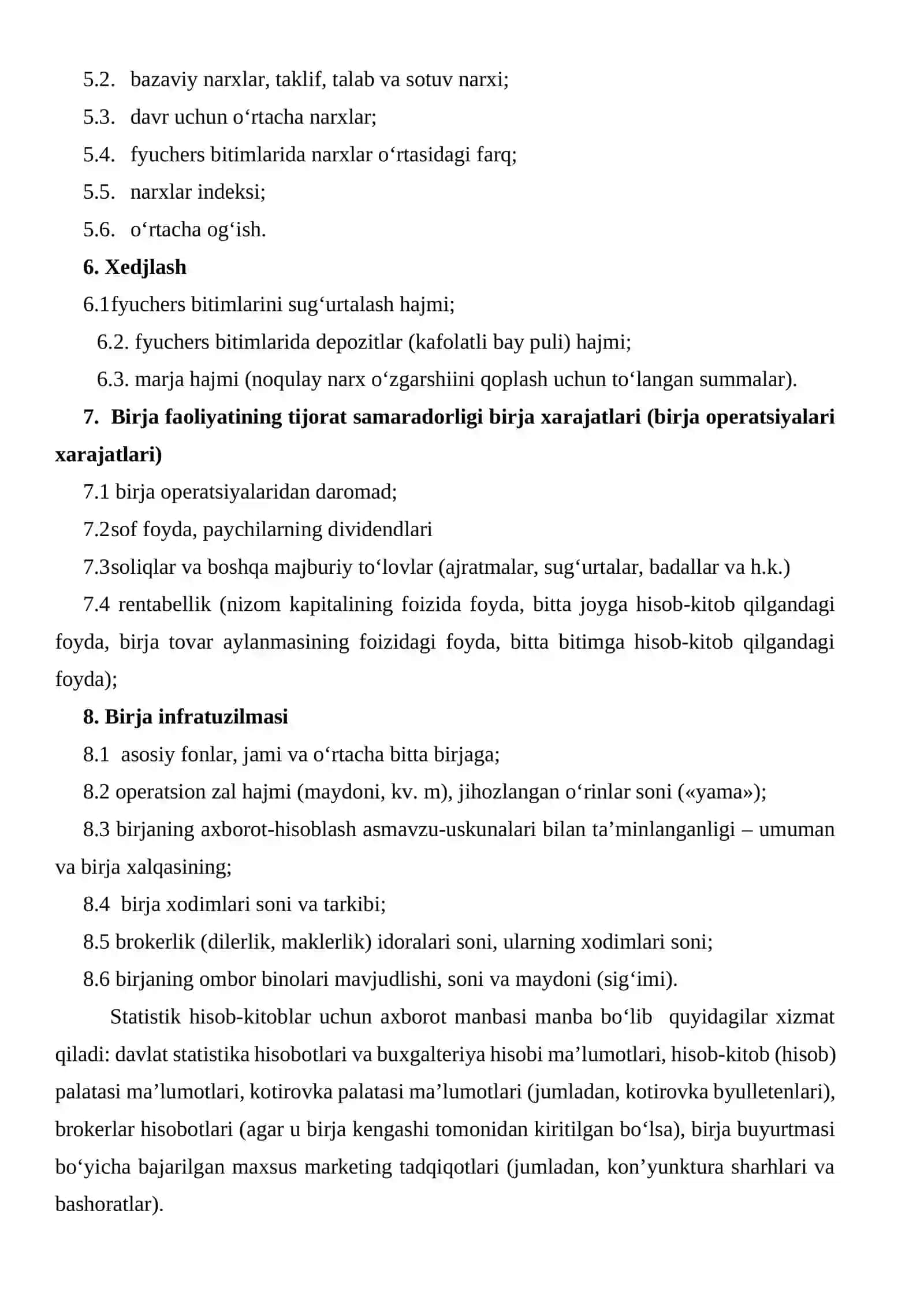 Birja statistikasi ko‘rsatkichlari 3