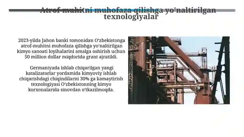 Kimyo sanoatning asosiy taraqiyot yoʼnalishlari 3