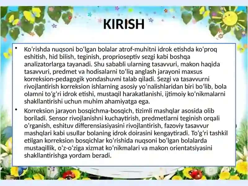 KO’RISHDA NUQSONI BO’LGAN BOLALARDA SEZGI TASAVVURINI RIVOJLANTIRISHNING KORREKSION BOSQICHLARI 3