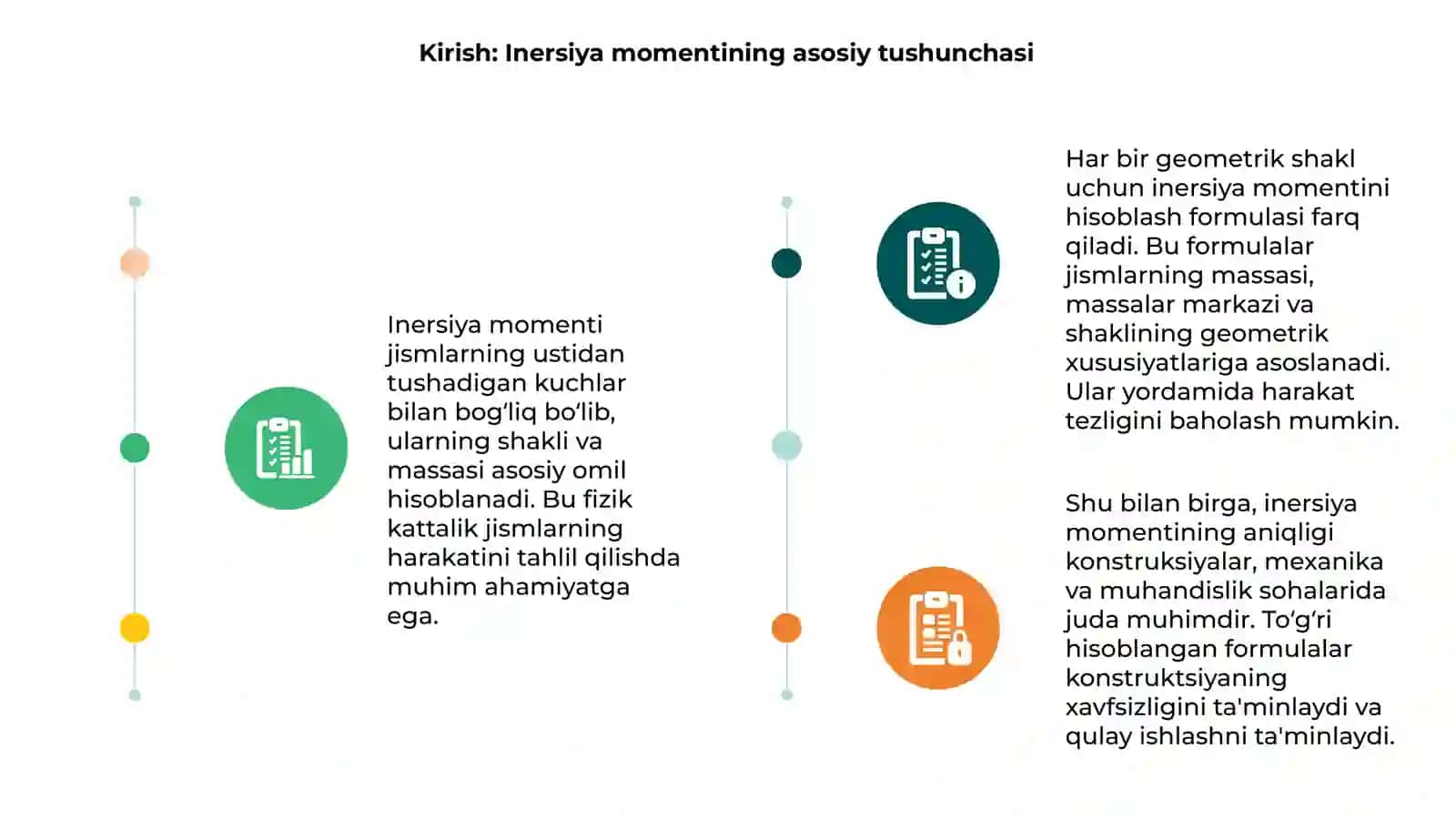 Turli geometrik shaklga ega bo‘lgan jismlarning inersiya momentini hisoblash formulasini keltirib chiqarish 3