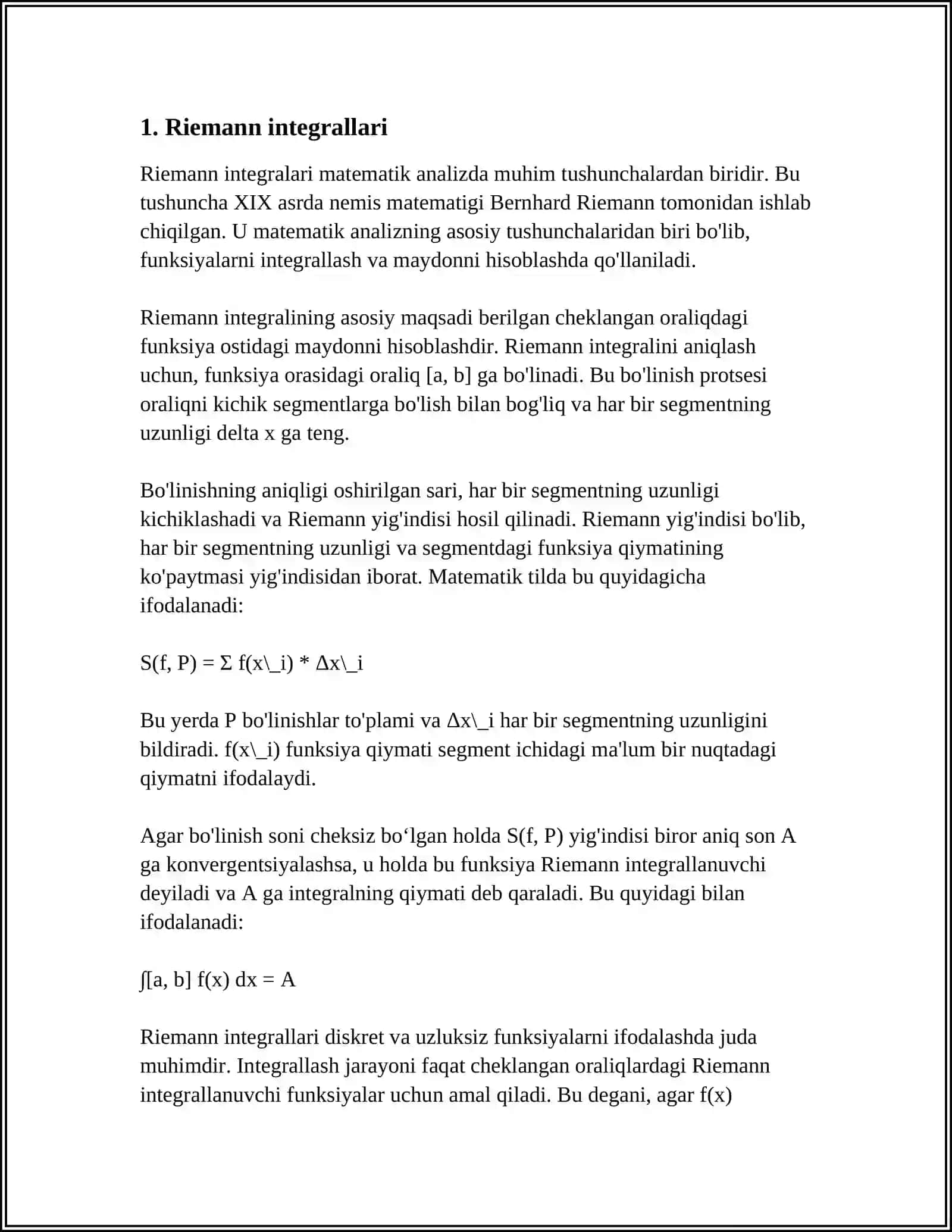 IKKI O'LCHOVLI INTEGRALLAR 3