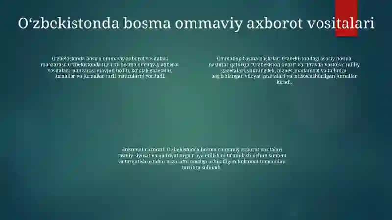 O'Zbekistonda Ommaviy Ahborot Vositalari Faoliyati 3