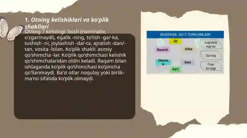 Otning kelishiklari va ko‘plik shakllari 3