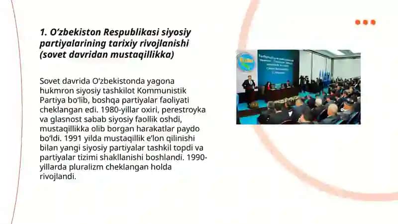 O’zbekiston Respublikasida partiyalar tarixi va faoliyati. 3