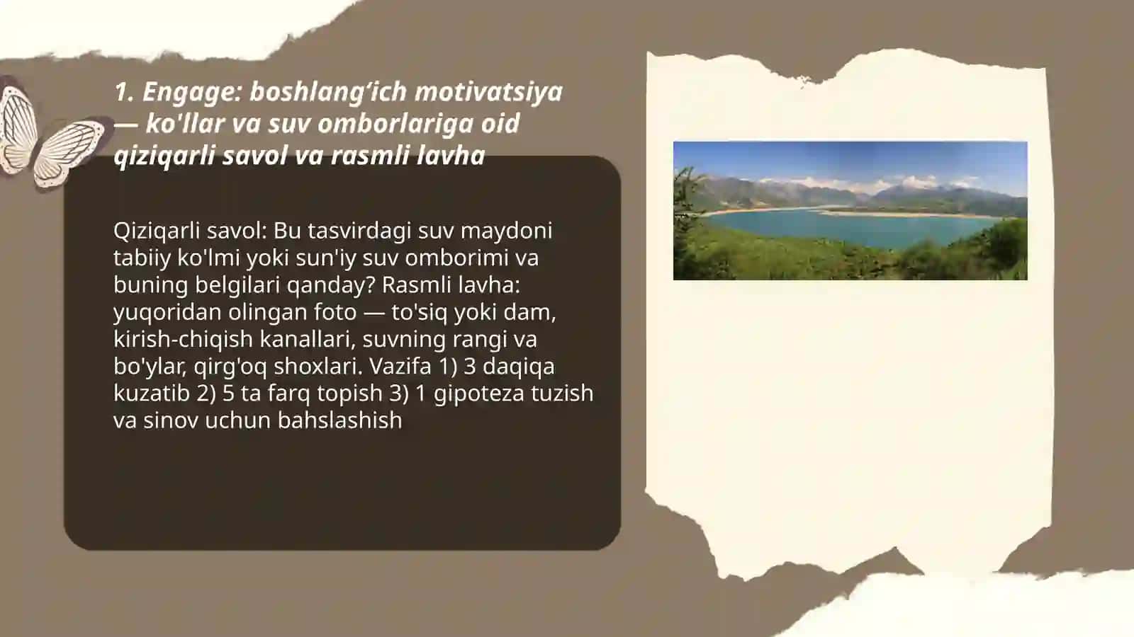 Geografiya darslarida ko'llar va suv omborlari mavzusini  oʻqitish 3