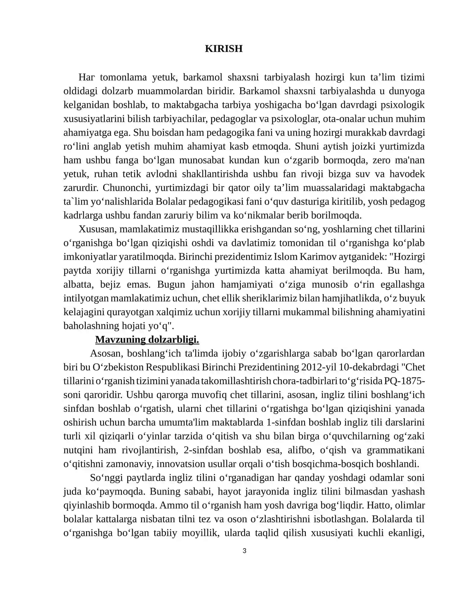 “BOSHLANGʻICH SINF INGLIZ TILI OʻQITUVCHISINING DARS ISHLANMALARINI TUZISH ISHLANMA-LOYIHASI’’ 3