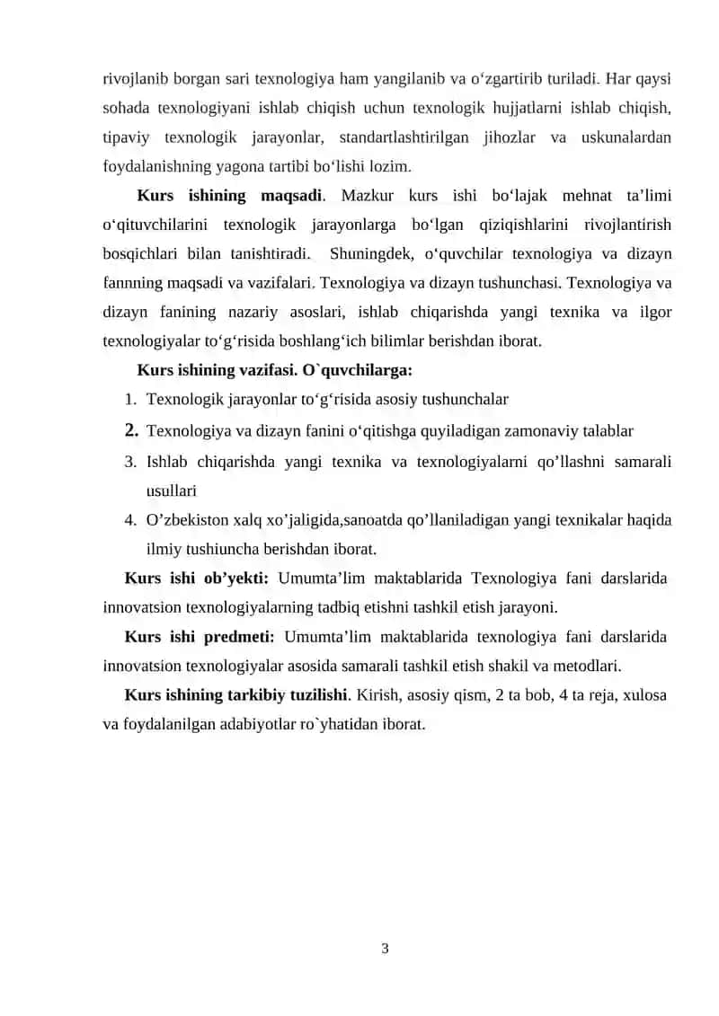 TEXNOLOGIYA VA DIZAYN FANNNING MAQSADI VA VAZIFALARI. TEXNOLOGIYA VA DIZAYN TUSHUNCHASI TEXNOLOGIYA VA DIZAYN FANINING NAZARIY ASOSLARI ISHLAB CHIQARISHDA YANGI TEXNIKA VA ILGOR TEXNOLOGIYALAR BILAN TALABALARNI O’RGANISH 3