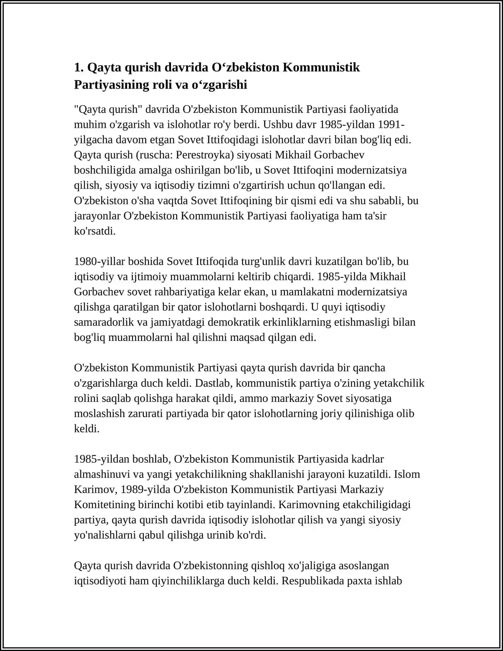 QAYTA QURISH YILLARIDA OʻZBEKISTONDAGI IJTIMOIY -SIYOSIY VAZIYAT 3