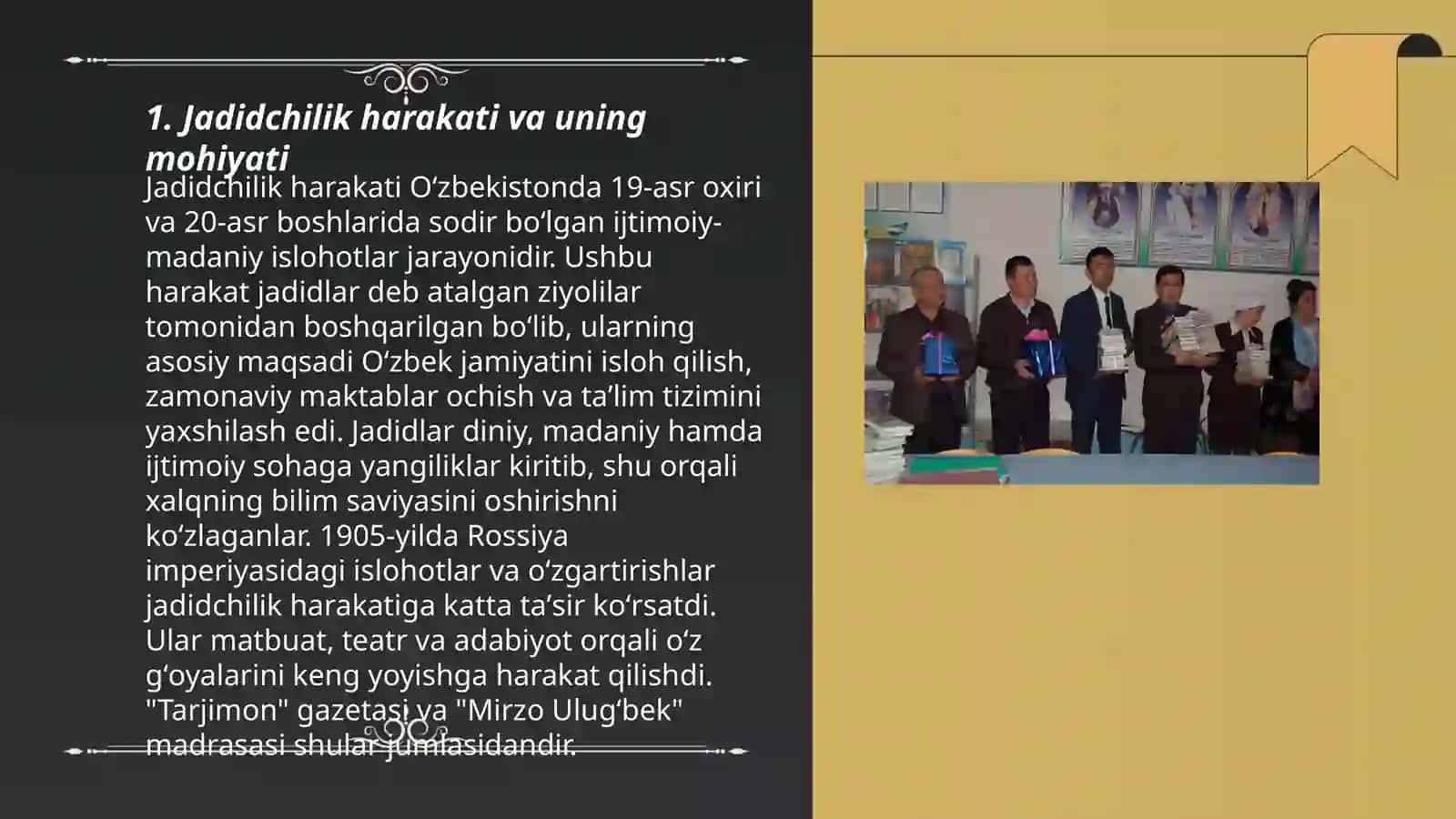 Jadid marifatparvarlarning o‘lka ijtimoiy- manaviy hayotda tutgan o‘rni.(Munavvar Qori, Fitrat, Behbudiy, Avloniy) 3