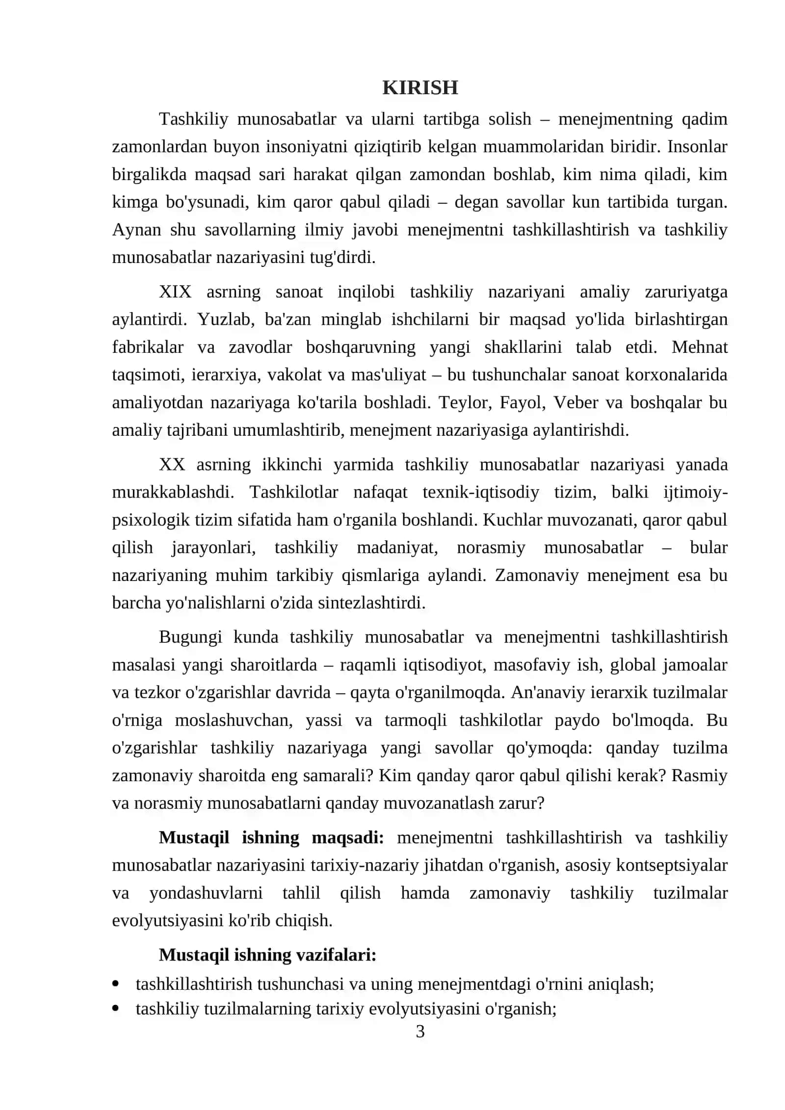 Menejmentni tashkillashtirish va tashkiliy munosabatlar nazariyasi 3