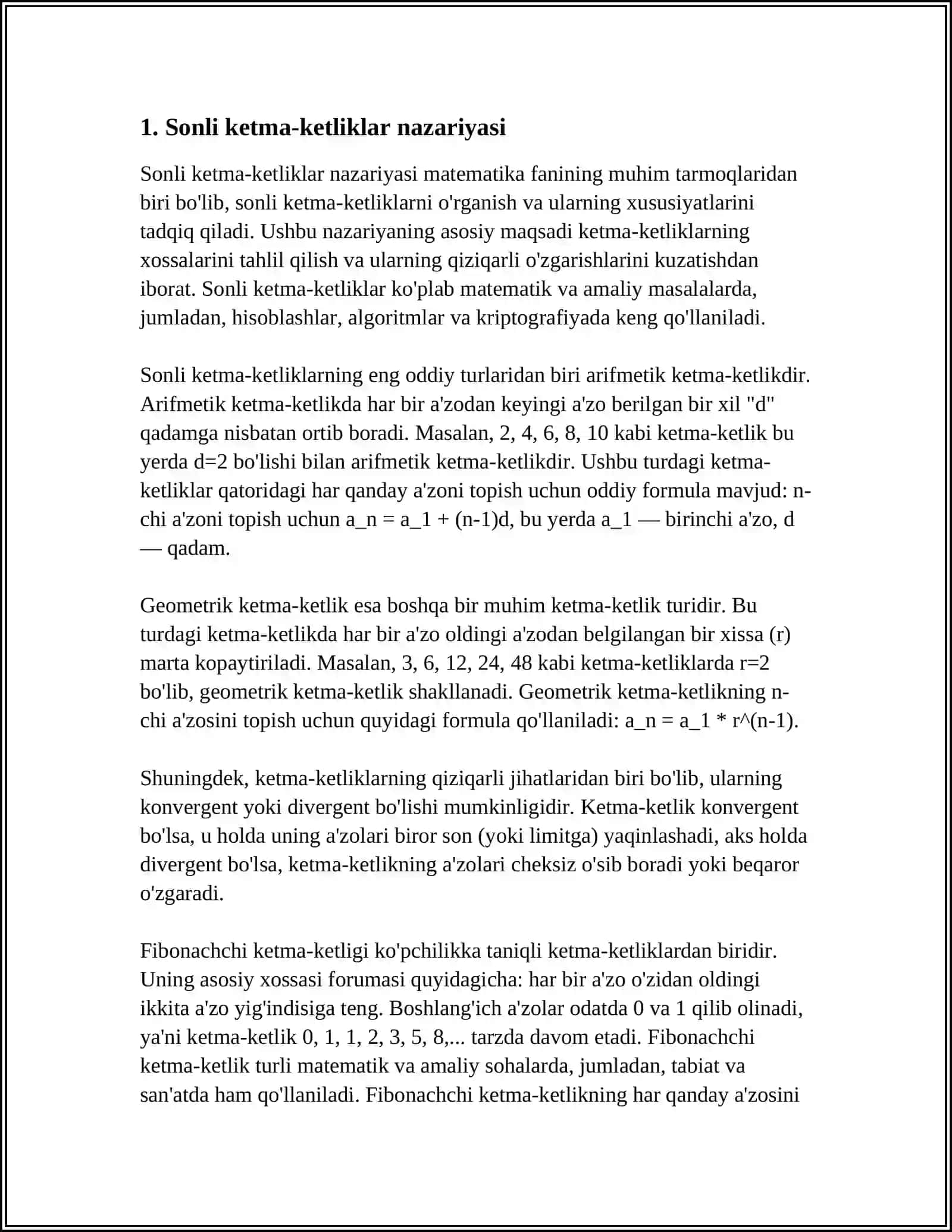 Sonli ketma-ketliklar va ularning limiti. Funksiyaning limiti. Limitlar xaqidagi asosiy teorimalar 3