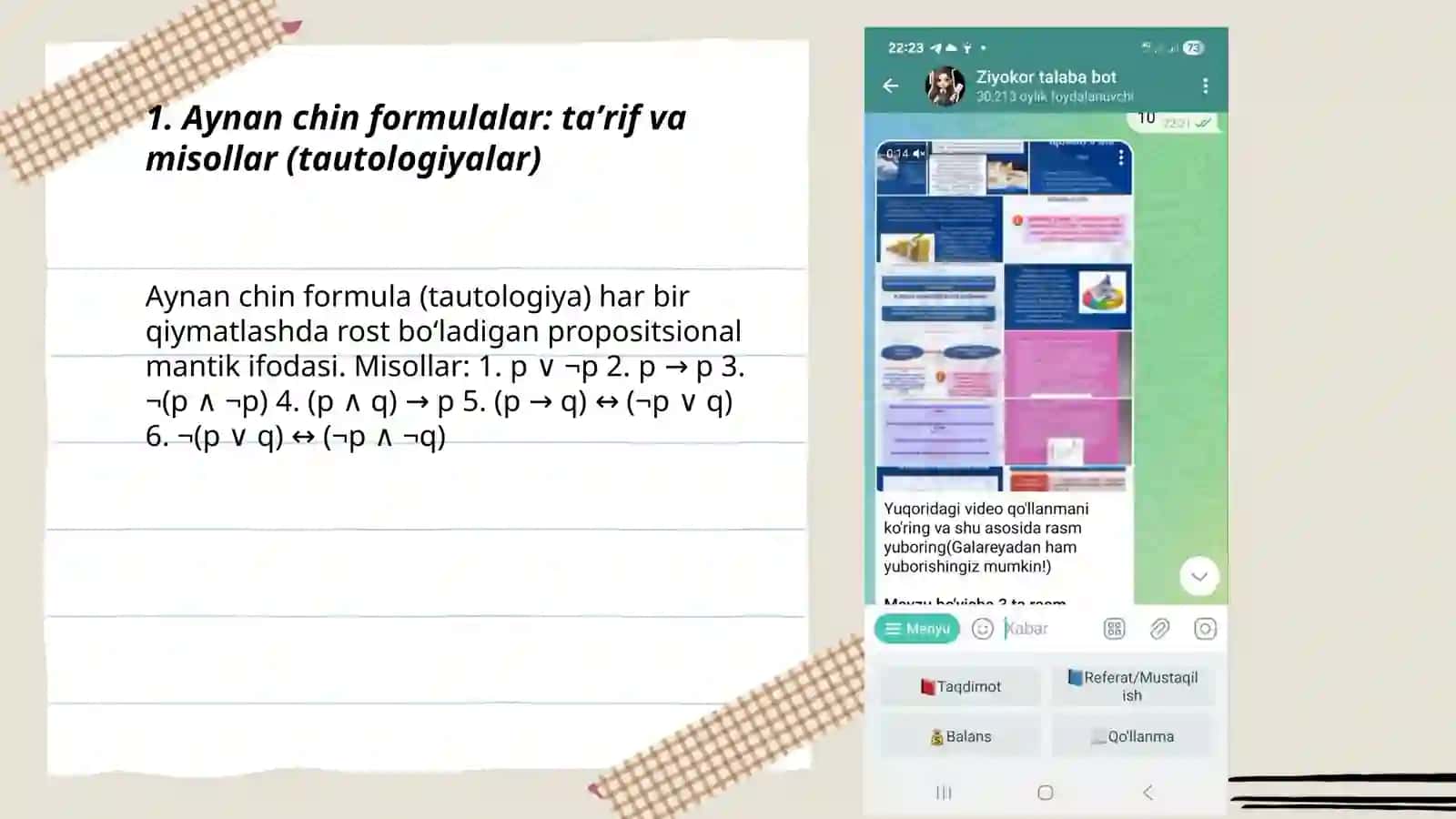 Aynan chin aynan yolg'on va bajariluvchi formulalar 3