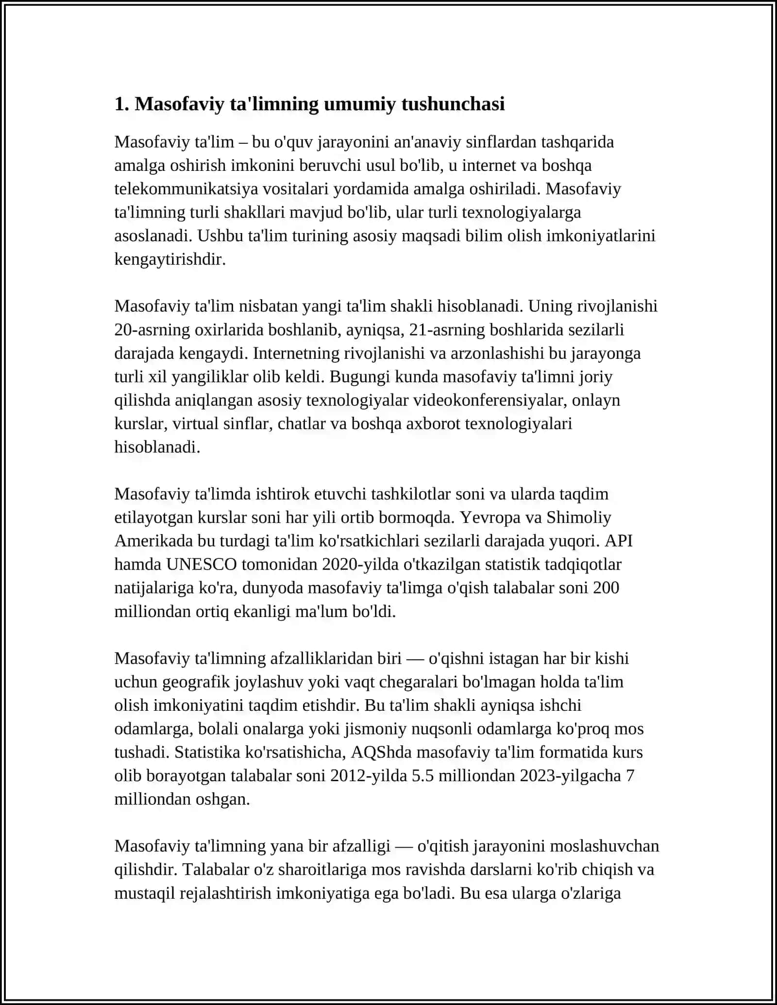 MASOFAVIY TA’LIM TO‘G‘RISIDAGI UMUMIY TUSHUNCHALAR 3