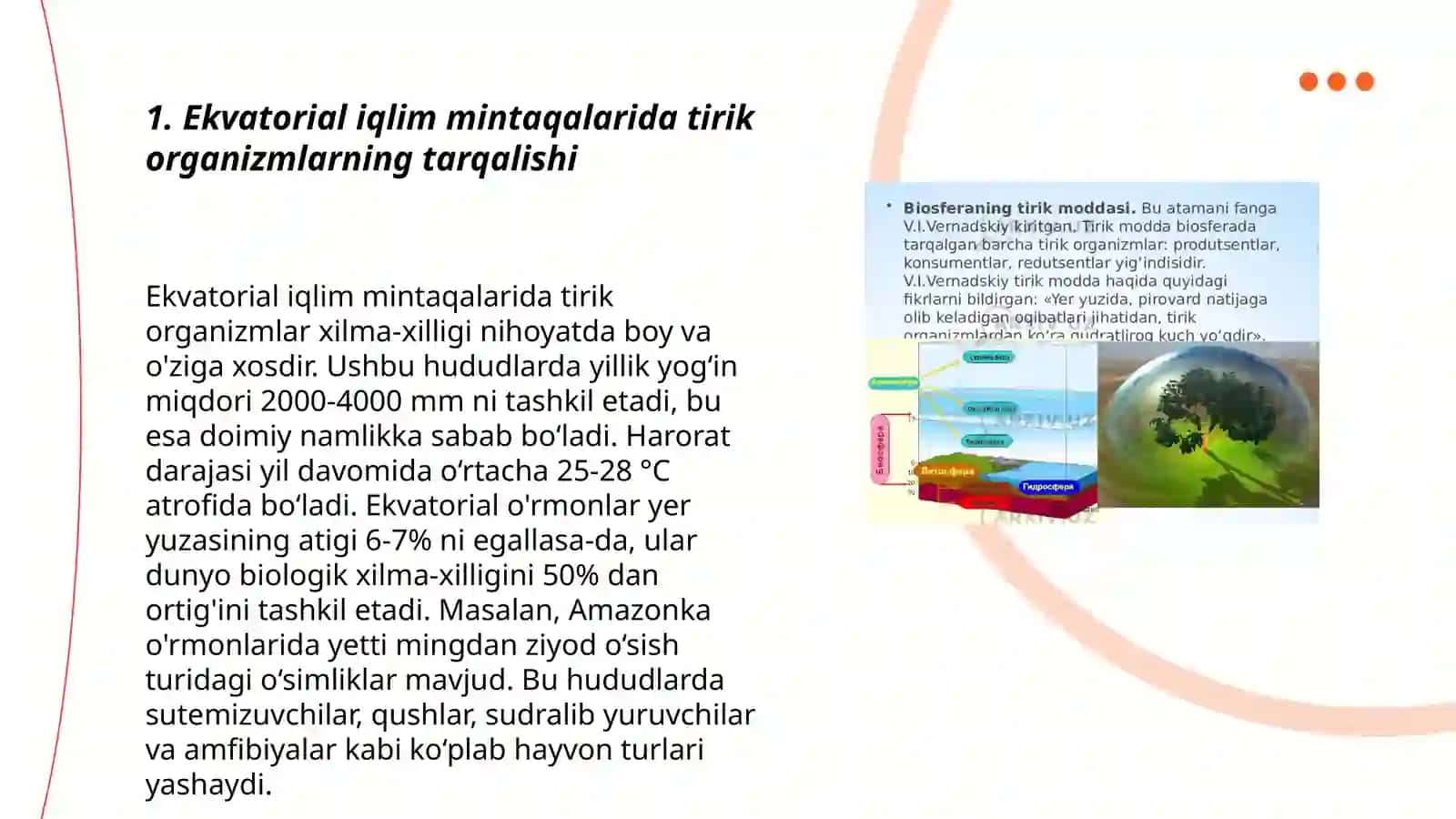 Iqlim mintaqalari kesimida tabiat zonalarida tirik organizmlarning tarqalishi va yashash sharoiti 3