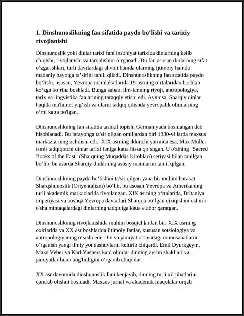 DINSHUNOSLIKNING FAN SIFATIDA SHAKLLANISHI, PREDMETI, FUNKSIYALARI, KATEGORIYALARI 3