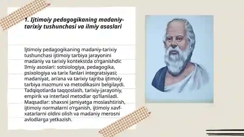 Ijtimoiy pedagogika rivojlanishining madaniy tarixiy asoslari 3