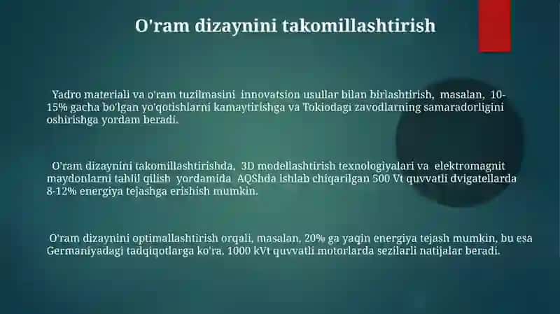 Elektr mashinalarining energetik samaradorligini oshirish 3