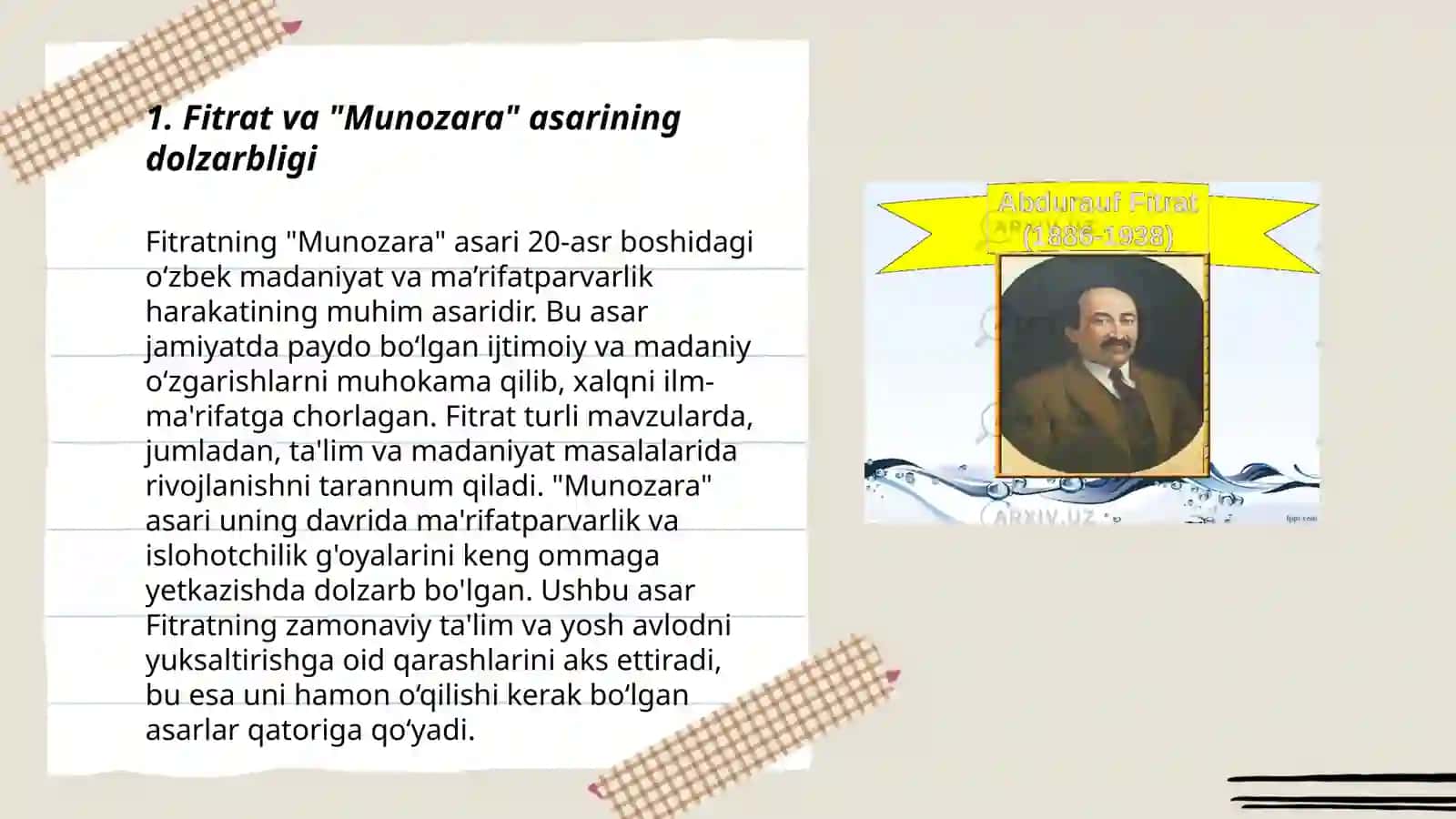 Fitratning "Munozara" asari tahlili 3