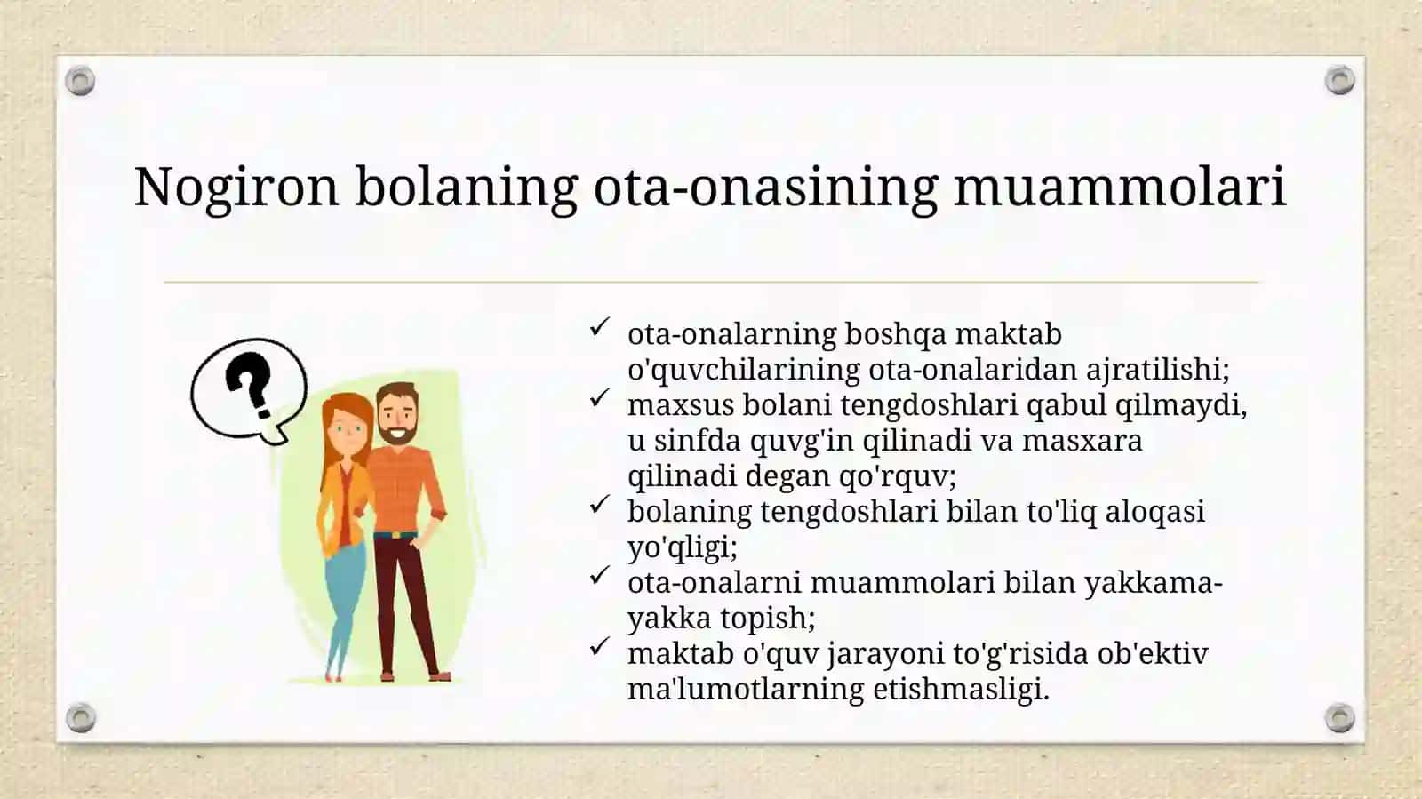 Rivojlanishda orqada qolayotgan bolalarning ota-onalari bilan ishlash 3