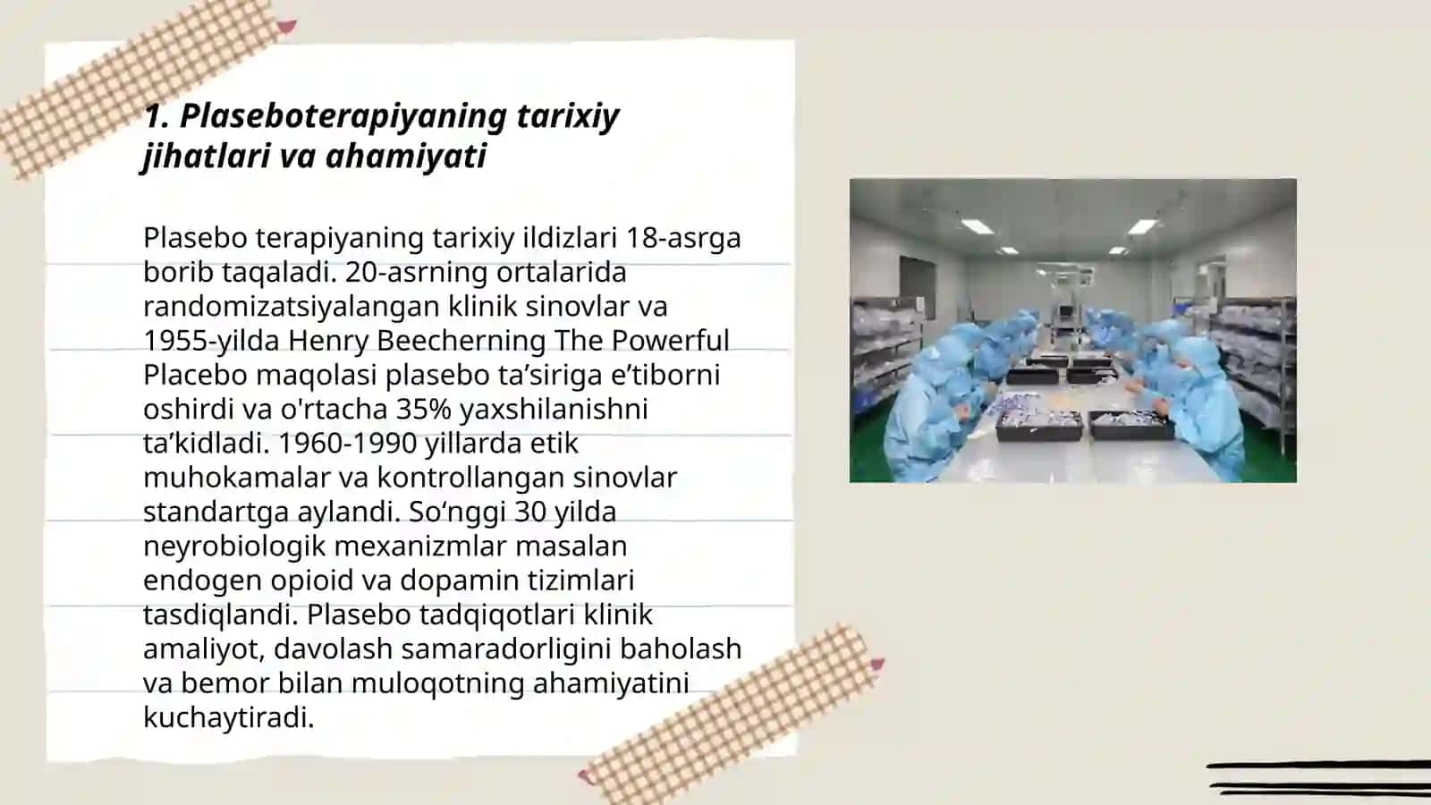 Plaseboterapiyaning tarixiy jihatlari va ahamiyati 3