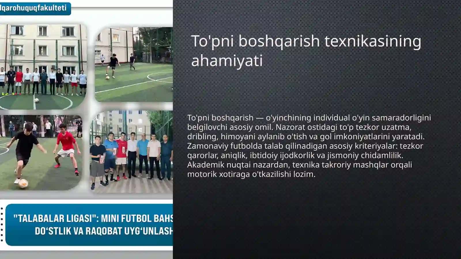 Futbol o'yinida to'pni boshqarish texnikasini o`rganish 3