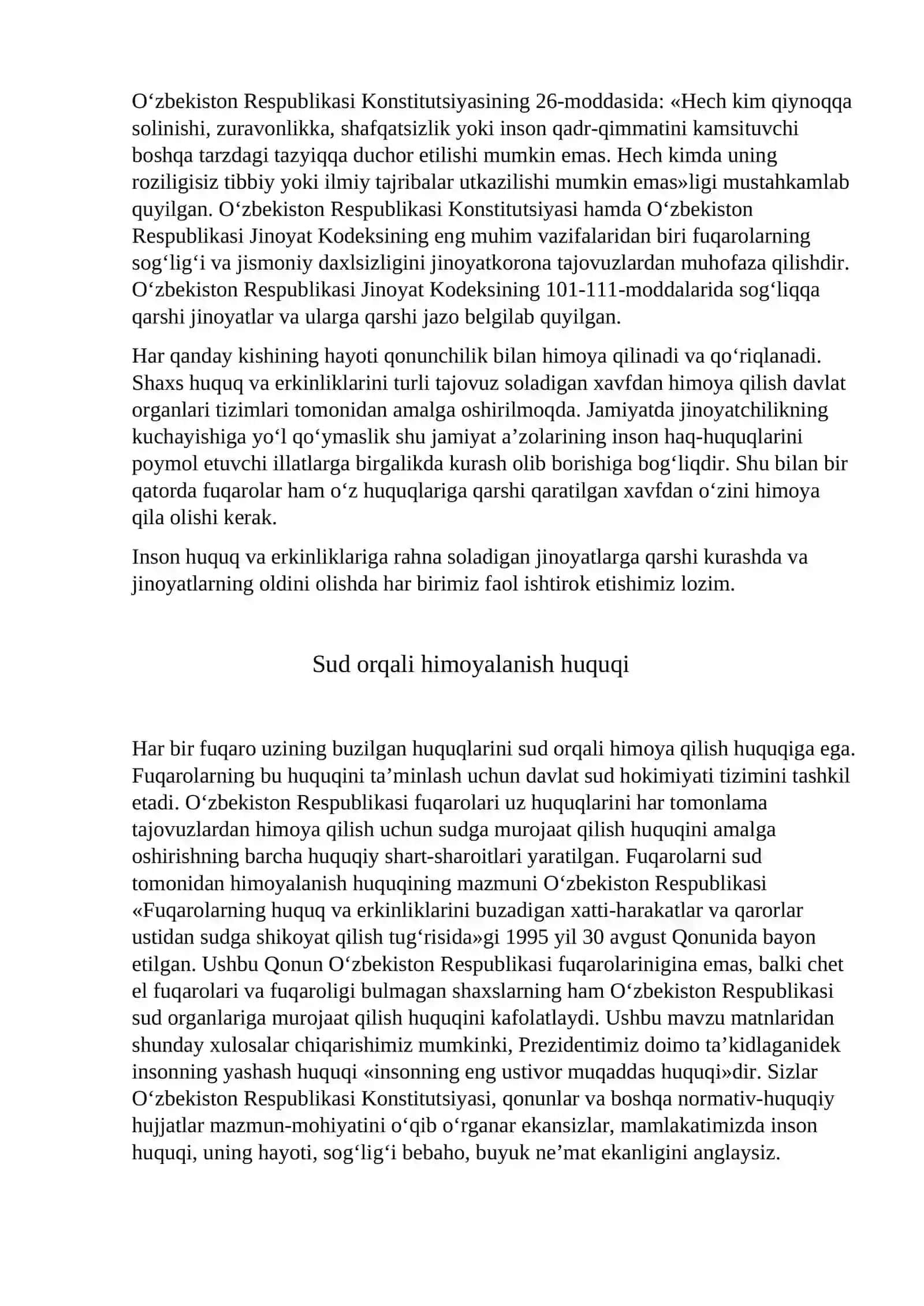 Shaxsiy huquq va erkinliklar: yangicha yondashuvlar va xalqaro standartlar 3